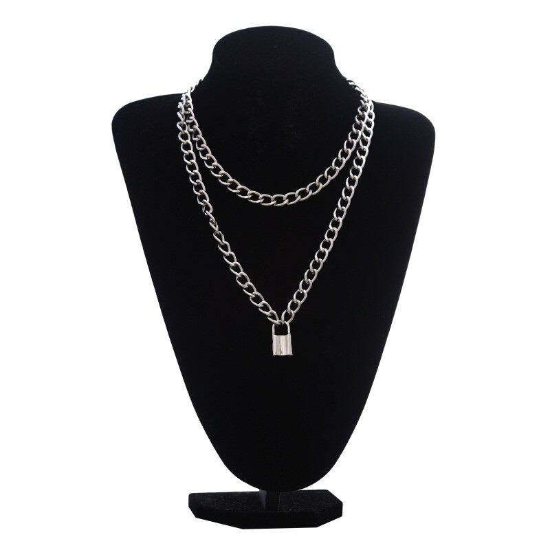 Punk Chain Choker Necklace With Circle / Aluminium Necklace