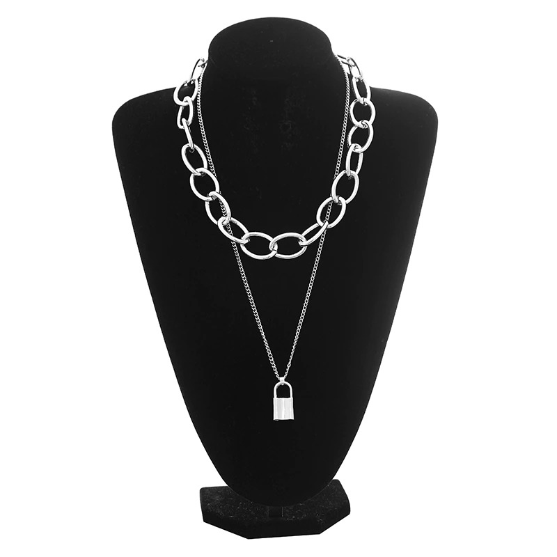 Punk Chain Choker Necklace With Circle / Aluminium Necklace
