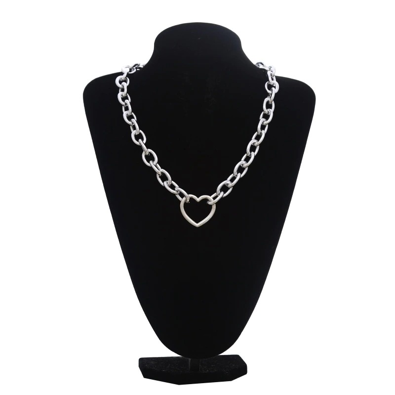 Punk Chain Choker Necklace With Circle / Aluminium Necklace