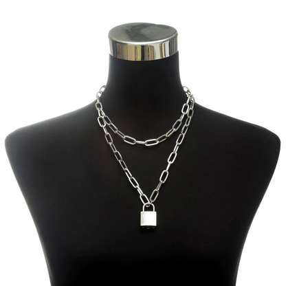 Punk Chain Choker Necklace With Circle / Aluminium Necklace