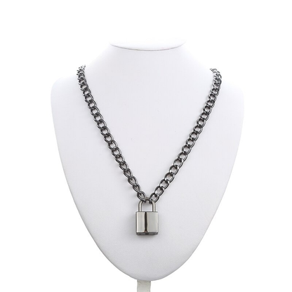 Punk Chain With Lock Necklace for and / Aesthetic Necklace With Padlock Pendant