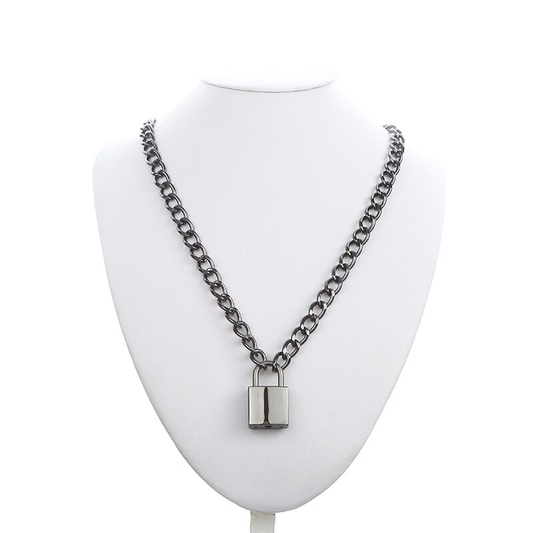 Punk Chain With Lock Necklace for and / Aesthetic Necklace With Padlock Pendant