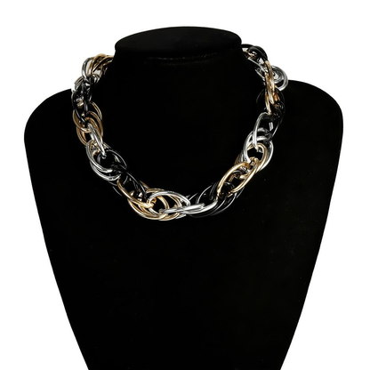 Punk Curb Cuban Twisted Necklace / Mix Color Thick Necklace / Jewelry