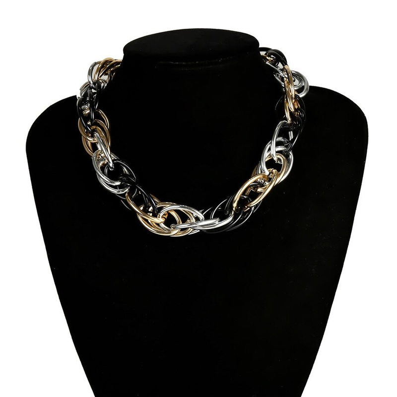 Punk Curb Cuban Twisted Necklace / Mix Color Thick Necklace / Jewelry