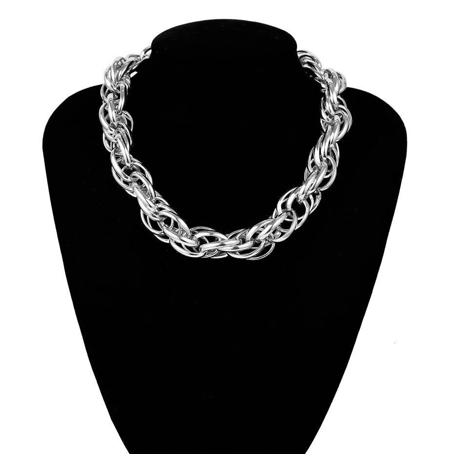Punk Curb Cuban Twisted Necklace / Mix Color Thick Necklace / Jewelry