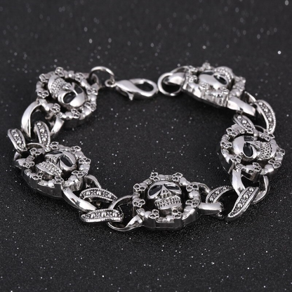 Punk Stainless Steel Bracelet for / Gothic Double Skull Heads Cuff Bracelets / Jewelry