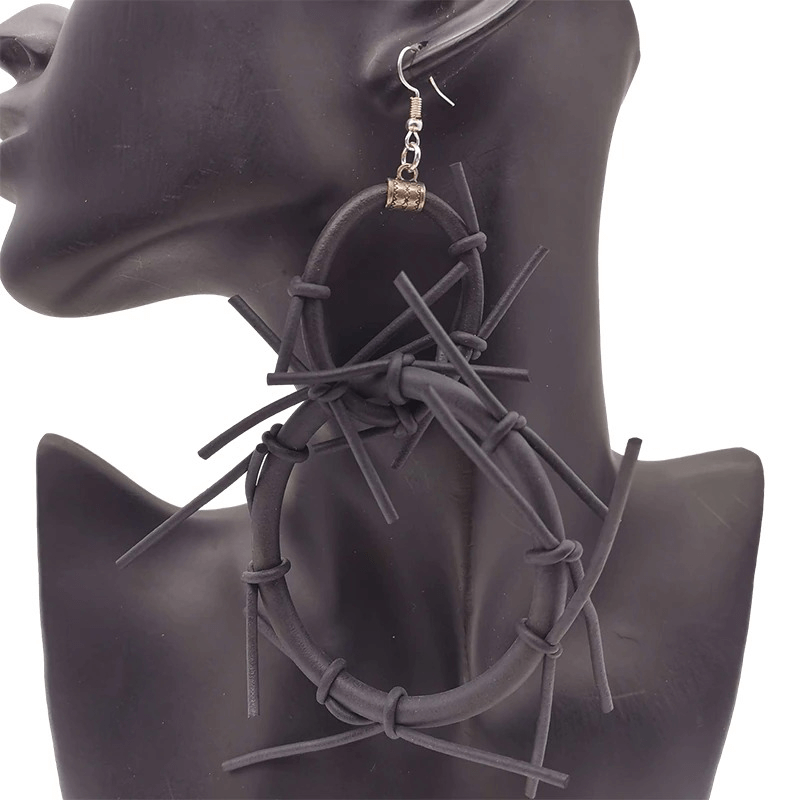 Punk Style Big Earrings / Handmade Accessories / Gothic Black Rubber Earrings