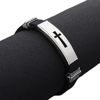 Punk Style Cross Titanium Steel Silicone Bracelets / Motorcycle Bracelets