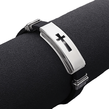 Punk Style Cross Titanium Steel Silicone Bracelets / Motorcycle Bracelets