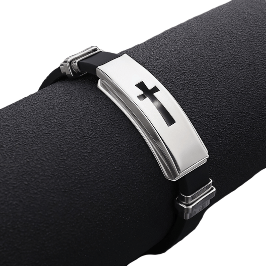 Punk Style Cross Titanium Steel Silicone Bracelets / Motorcycle Bracelets