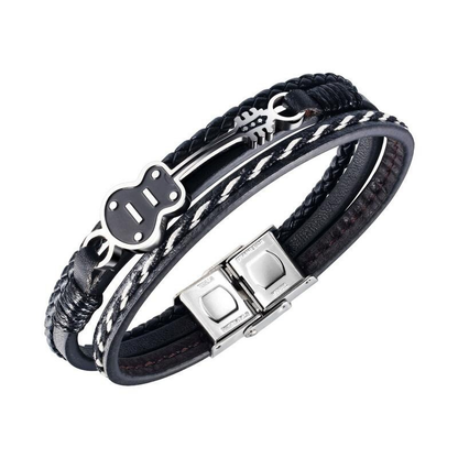 Punk Multilayer Genuine Leather Bracelet / Cool Bracelets With Different Types of Guitars