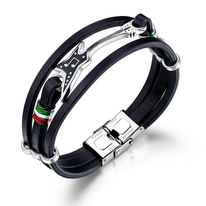 Punk Multilayer Genuine Leather Bracelet / Cool Bracelets With Different Types of Guitars