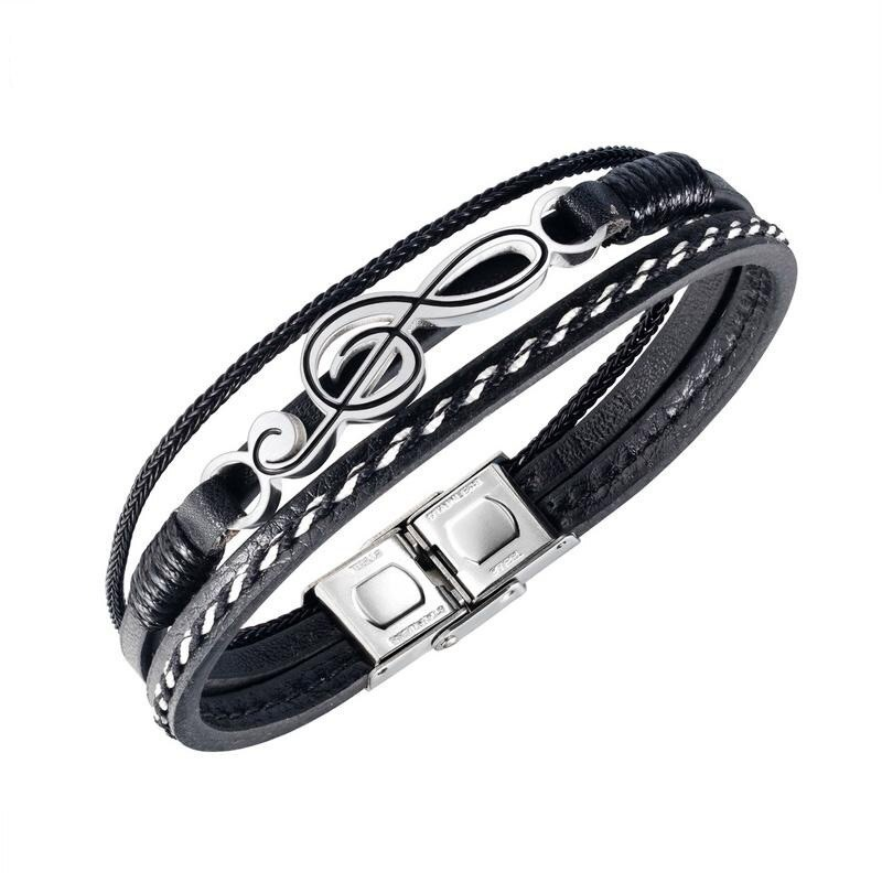 Punk Multilayer Genuine Leather Bracelet / Cool Bracelets With Different Types of Guitars