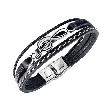 Punk Multilayer Genuine Leather Bracelet / Cool Bracelets With Different Types of Guitars