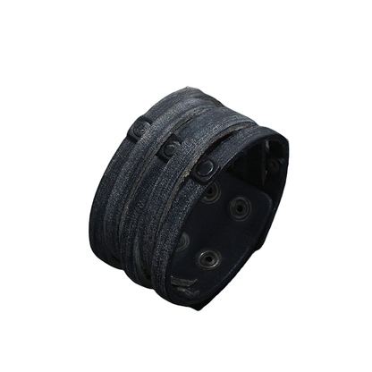 Punk Wide Leather Bracelet With Rivet / Bracelet for and