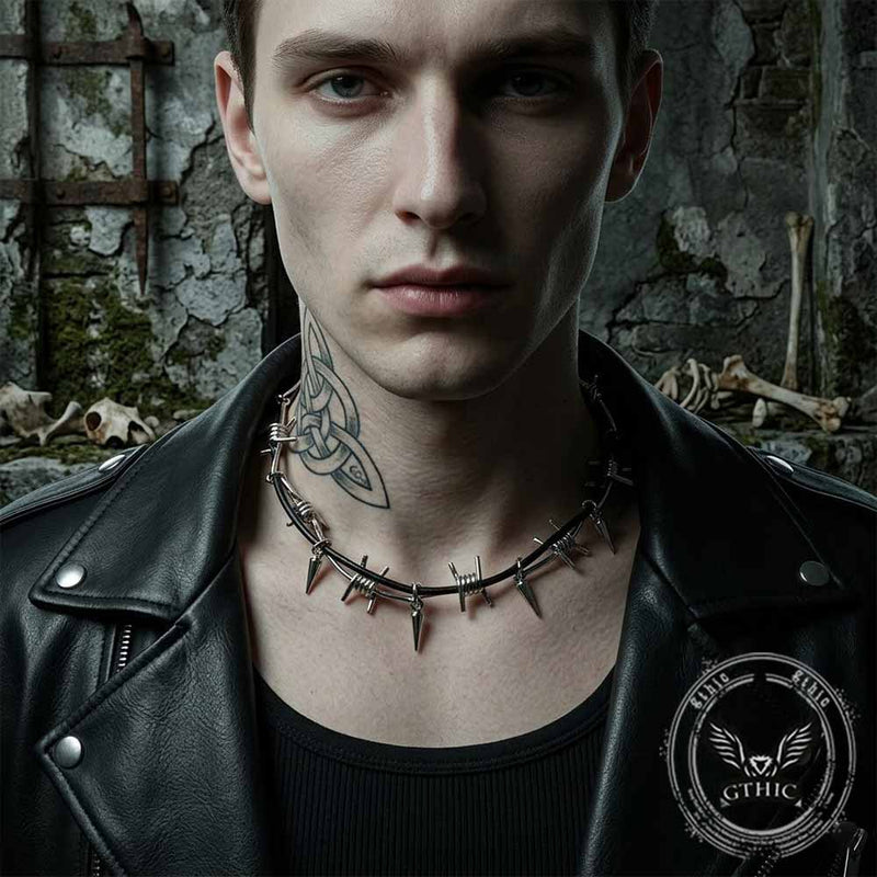 Punk Barbed Wire Spiked Zinc Alloy Clavicle Necklace