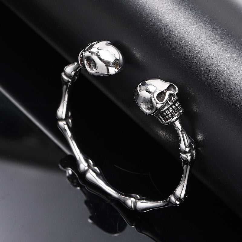 Punk Bones Joints Stainless Steel Skull Open Bracelet