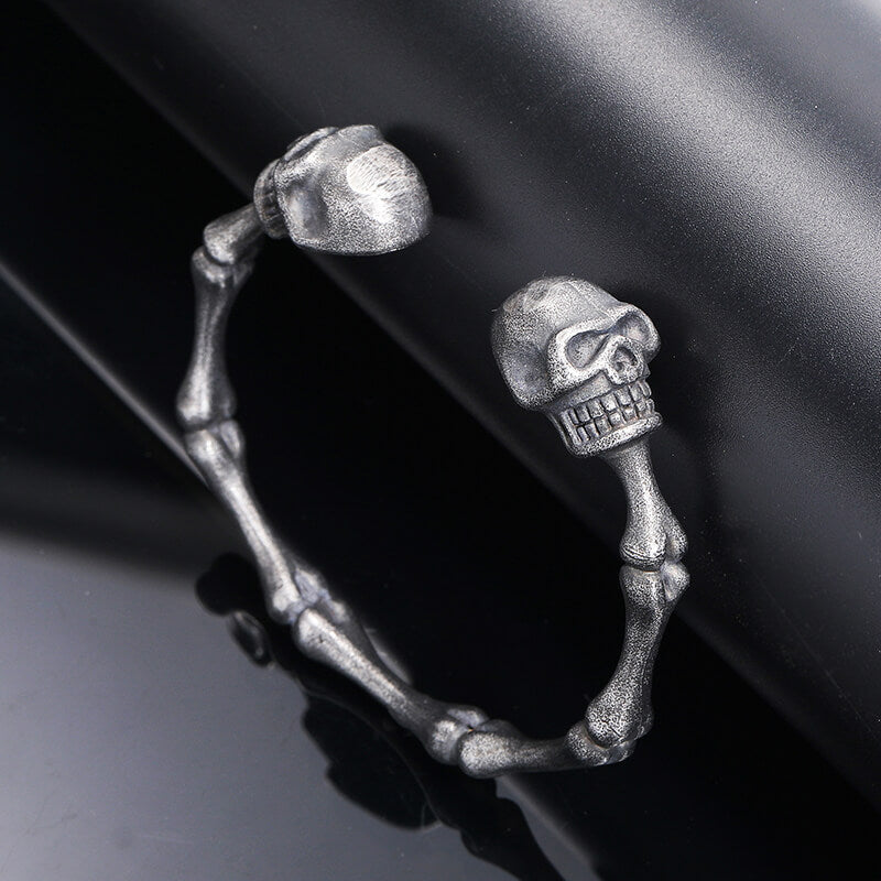 Punk Bones Joints Stainless Steel Skull Open Bracelet