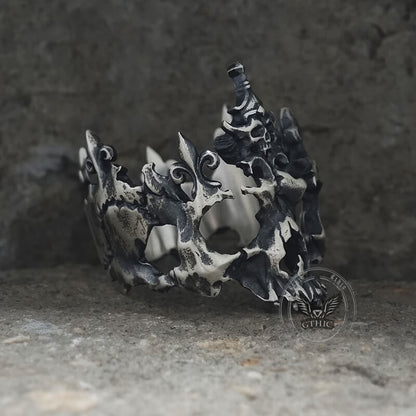 Punk Broken Skull Head Sterling Silver Ring