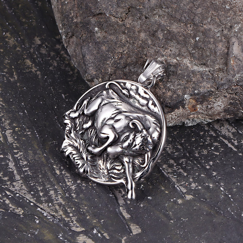 Punk Bull Charging Stainless Steel Animal Pendant