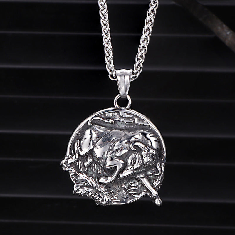 Punk Bull Charging Stainless Steel Animal Pendant