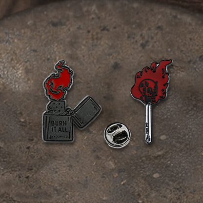 Punk Burning Skull Alloy Brooch
