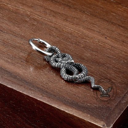 Punk Coiled Snake Stainless Steel Earrings