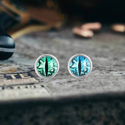 Punk Colored Gem Eye of Sauron Stainless Steel Earrings