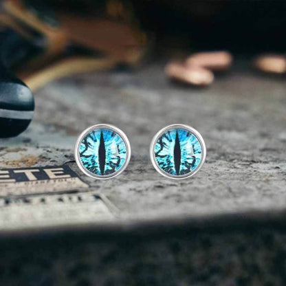 Punk Colored Gem Eye of Sauron Stainless Steel Earrings