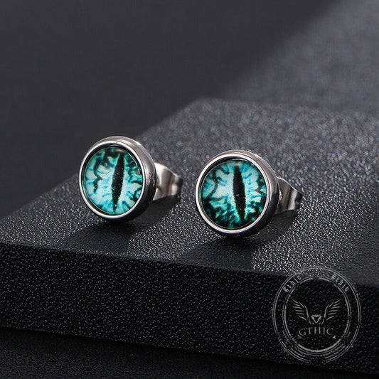 Punk Colored Gem Eye of Sauron Stainless Steel Earrings