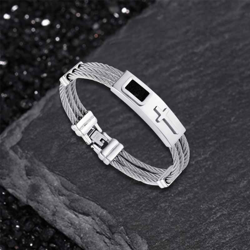 Punk Cross Multilayer Wire Stainless Steel Bracelet