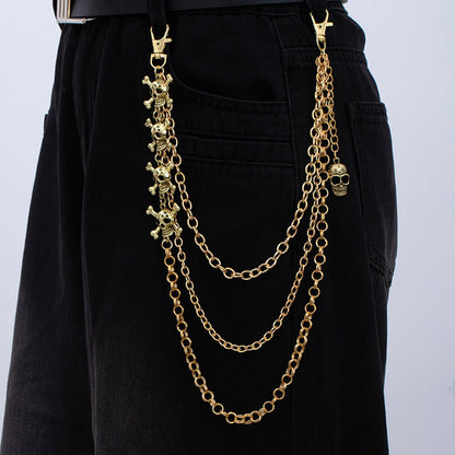 Punk Cross Skull Multilayer Alloy Pants Chain