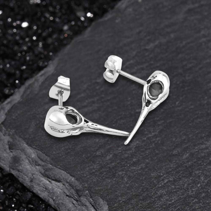 Punk Crow Skull Stainless Steel Stud Earrings