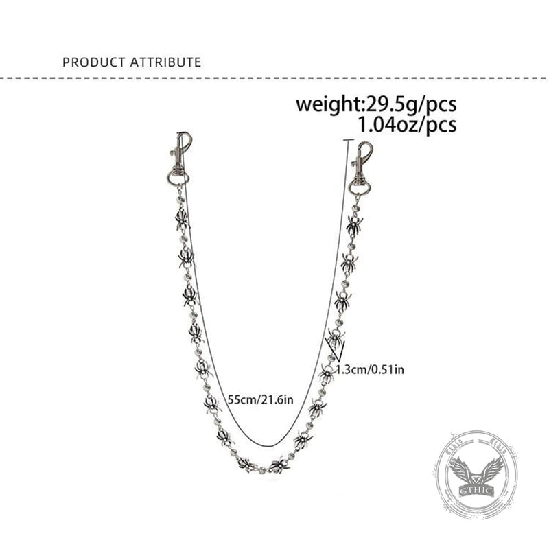 Punk Dark Spider Alloy Biker Pants Chain