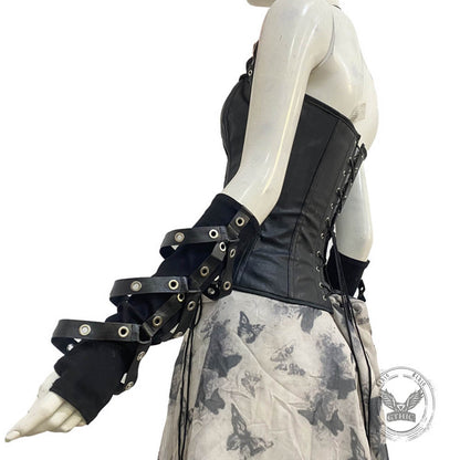 Punk Dark Style Pu Strappy Half-finger Sleeve Gloves