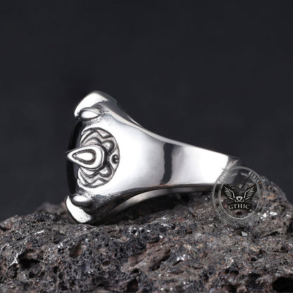 Punk Dragon Claw Gemstone Stainless Steel Ring