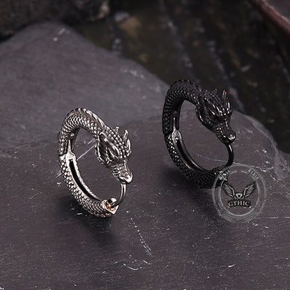 Punk Dragon Shape Stainless Steel Hoop Earrings
