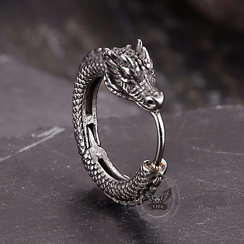 Punk Dragon Shape Stainless Steel Hoop Earrings