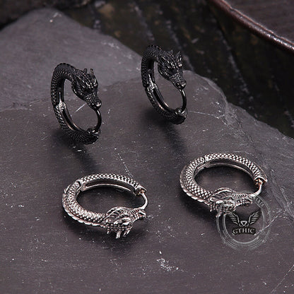 Punk Dragon Shape Stainless Steel Hoop Earrings