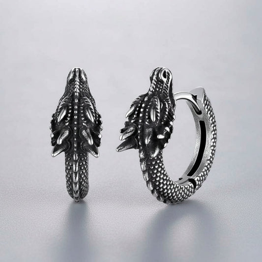 Punk Dragon Shape Stainless Steel Hoop Earrings