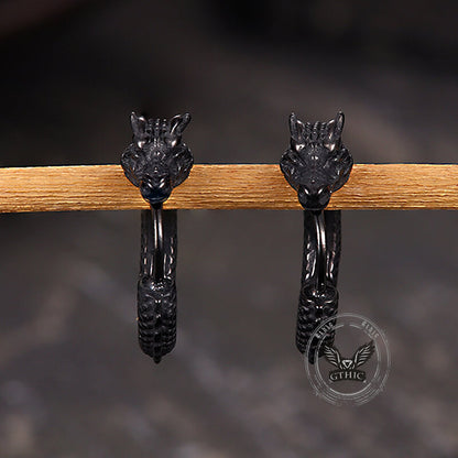 Punk Dragon Shape Stainless Steel Hoop Earrings
