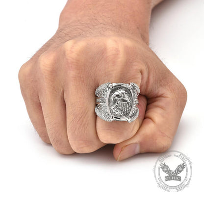 Punk Eagle Claw Full Diamond Stainless Steel Ring