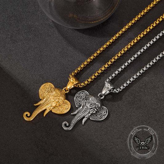 Punk Elephant Head Stainless Steel Animal Pendant