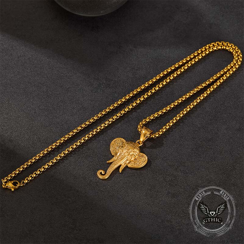 Punk Elephant Head Stainless Steel Animal Pendant