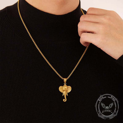 Punk Elephant Head Stainless Steel Animal Pendant