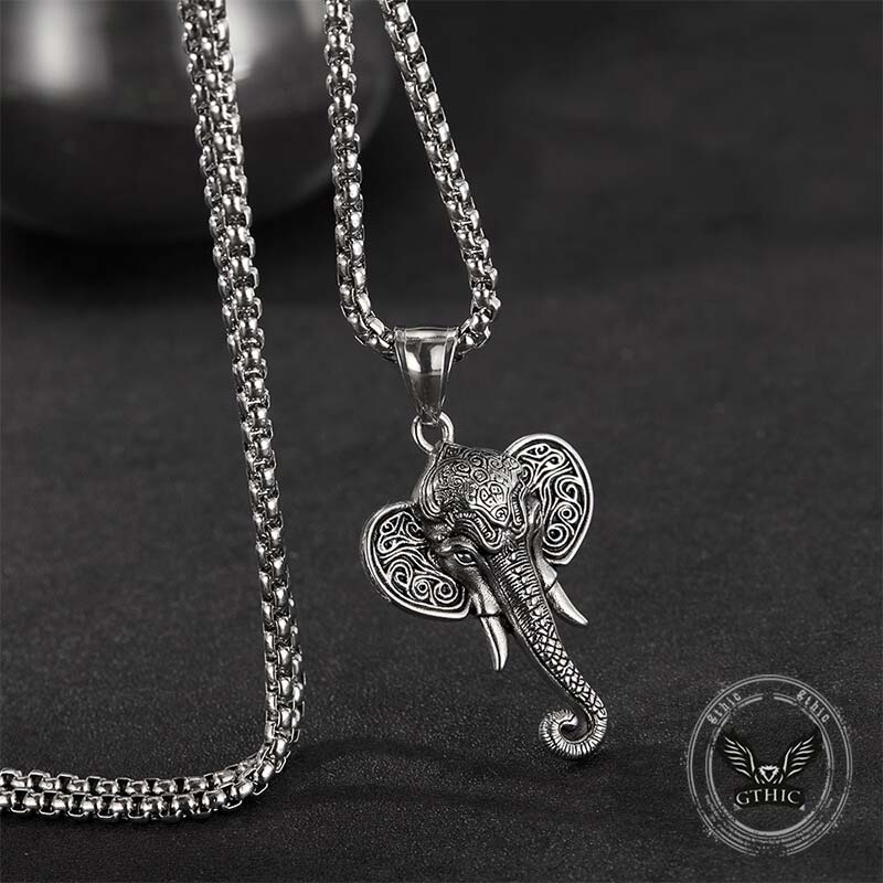 Punk Elephant Head Stainless Steel Animal Pendant