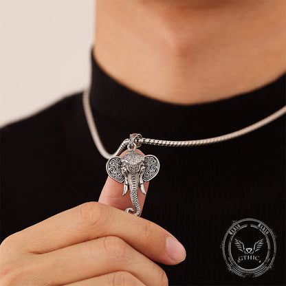 Punk Elephant Head Stainless Steel Animal Pendant