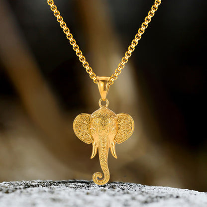 Punk Elephant Head Stainless Steel Animal Pendant