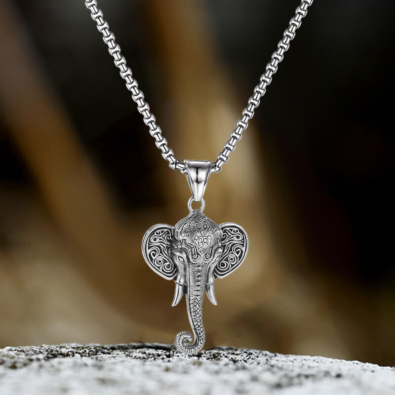 Punk Elephant Head Stainless Steel Animal Pendant