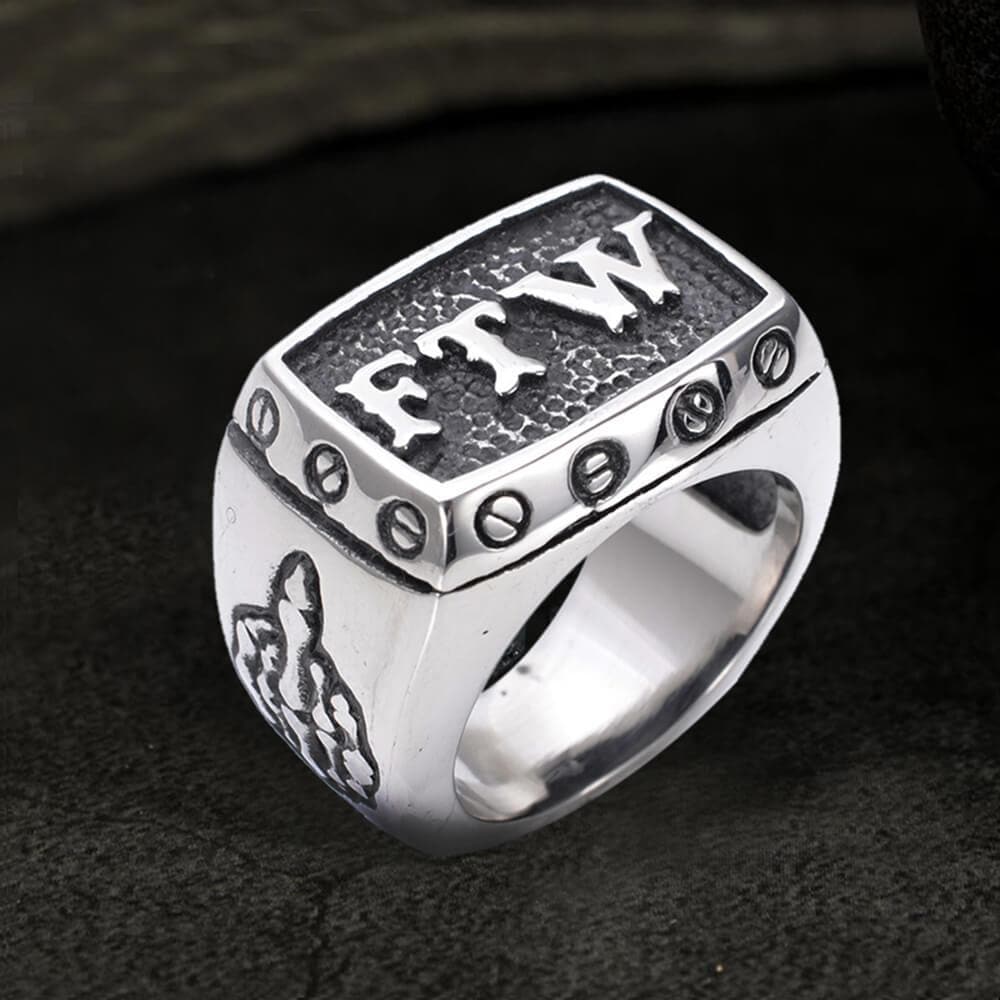 Punk Ftw Letters Stainless Steel Biker Ring